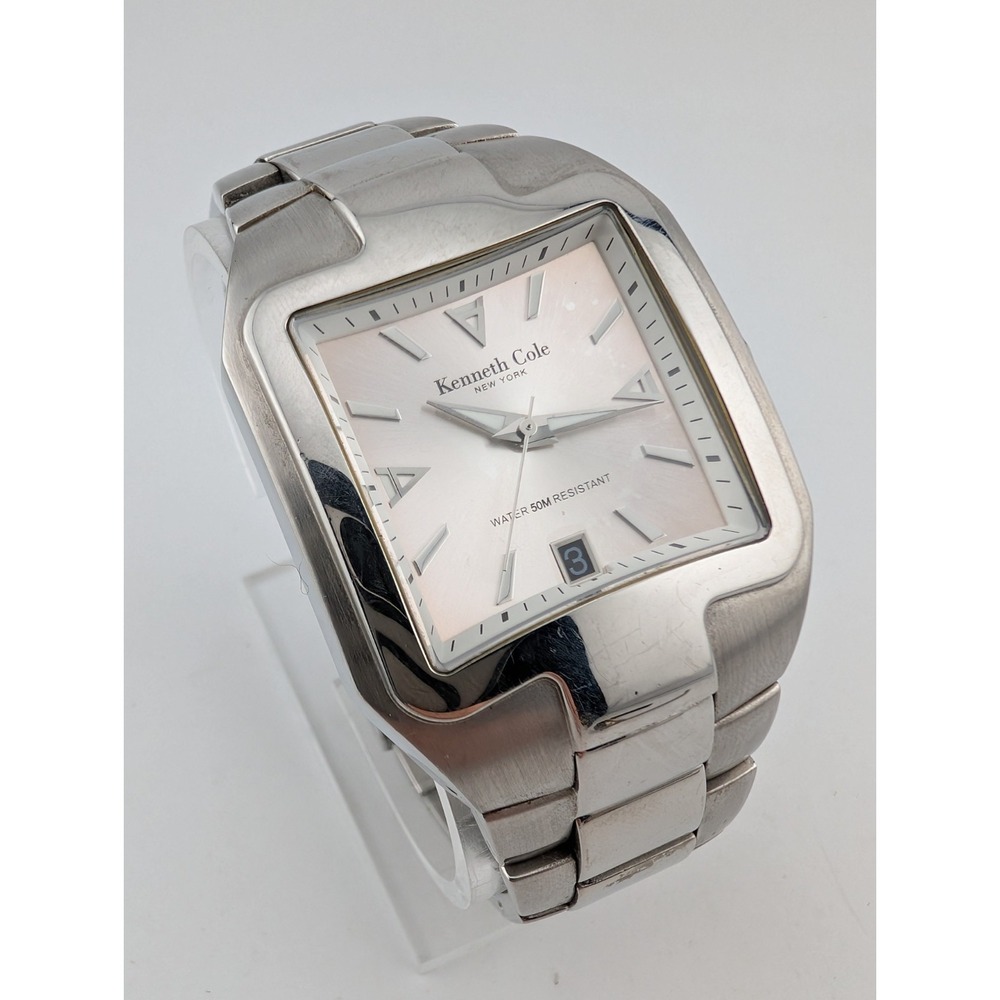 Kenneth Cole New York Watch‎ Men 37mm Case Silver 7.5" Band KC3404- New Battery
